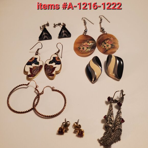 from GGMJTREASURES Jewelry - 7 Pair of Earrings,  items # A- 1216- 1222, wt.55 grams.